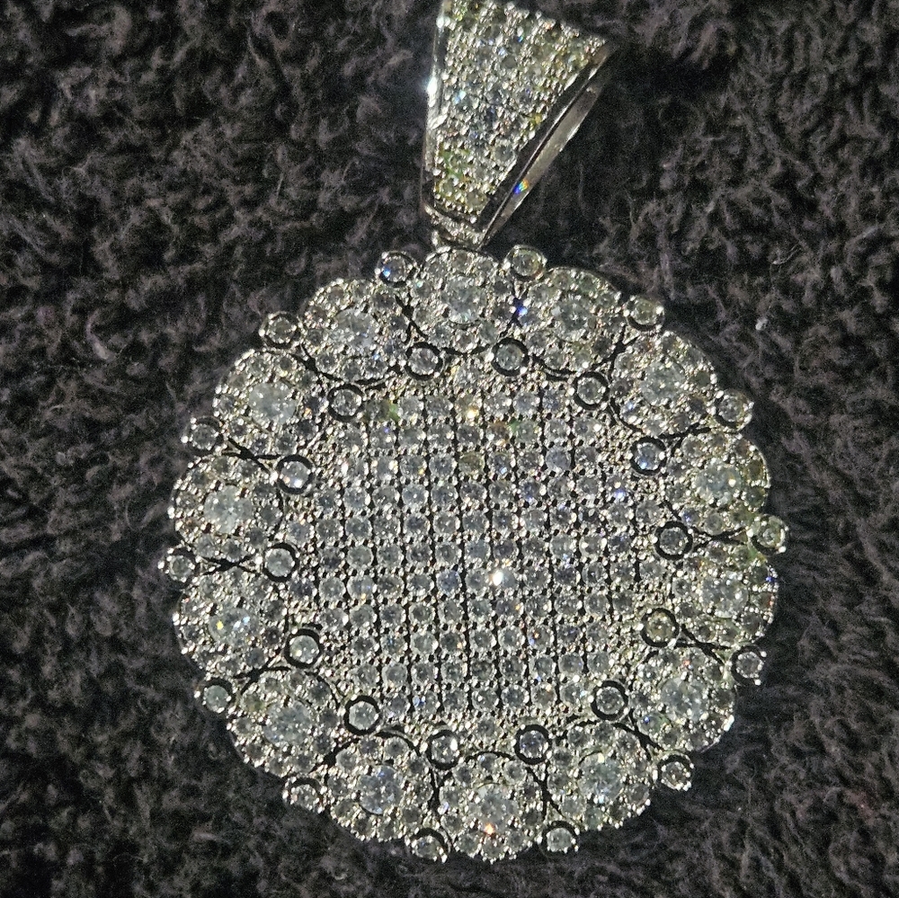 14k White Gold Plated 3.50Ct Round Cut Simulated Diamond Pendant Christmas Gift